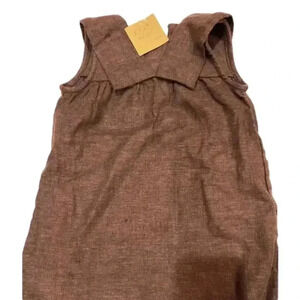 Josies Baby Linen and Cotton Blend Baby Dress Smocked Brown 3-6 Months NWT
